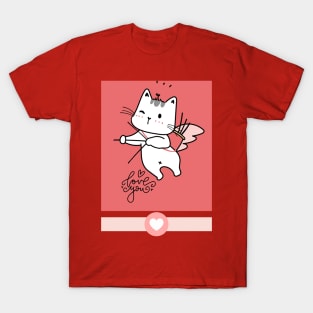 Love you - Cupid kitten Cat T-Shirt